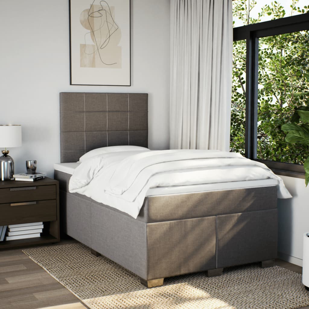 Boxspring met matras stof taupe 120x200 cm is nu te koop bij PeponiXL, paradijselijk wonen!