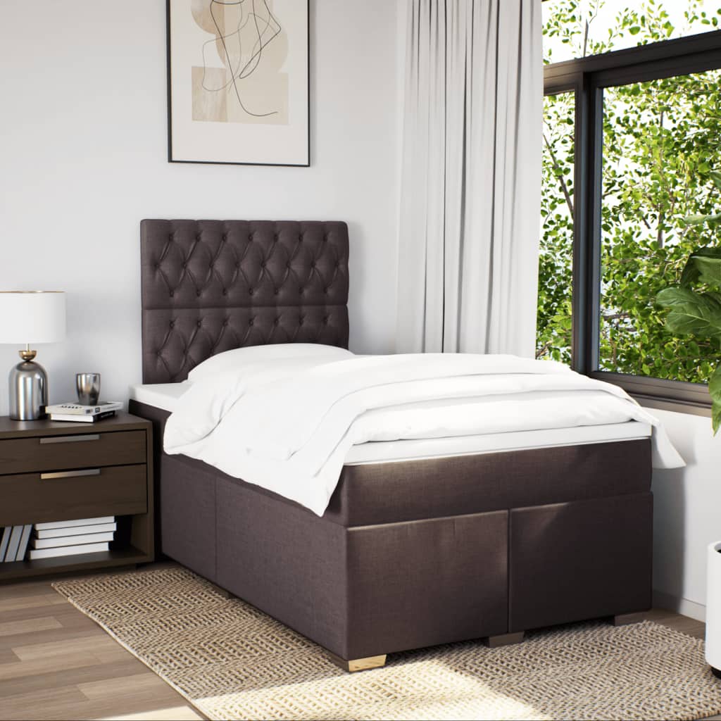 Boxspring met matras stof donkerbruin 120x200 cm is nu te koop bij PeponiXL, paradijselijk wonen!