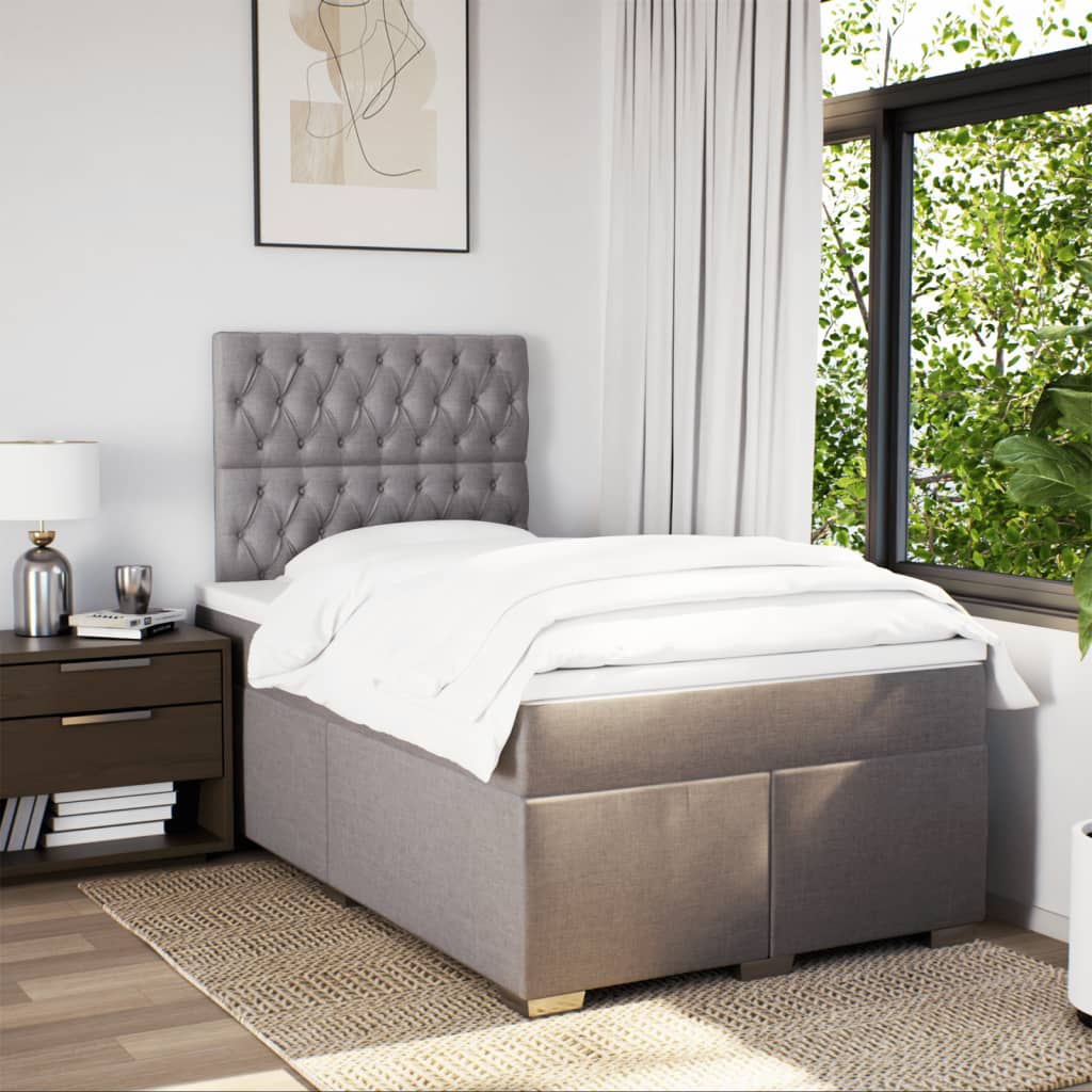 Boxspring met matras stof taupe 120x200 cm is nu te koop bij PeponiXL, paradijselijk wonen!