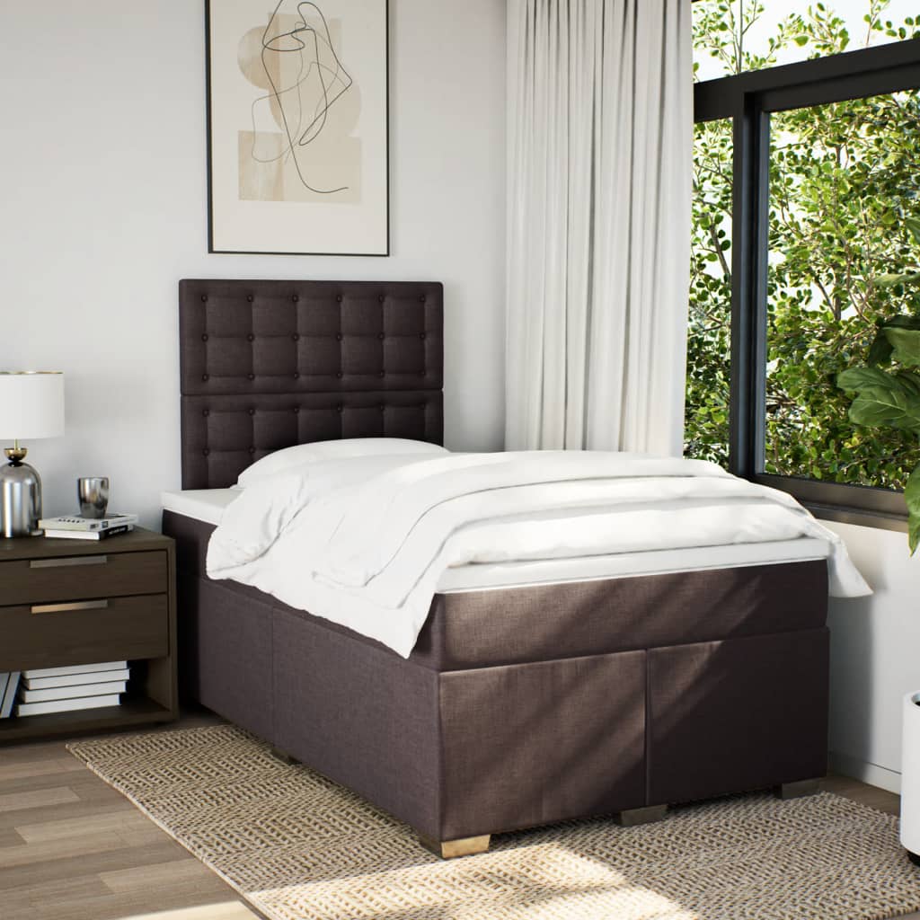 Boxspring met matras stof donkerbruin 120x200 cm is nu te koop bij PeponiXL, paradijselijk wonen!