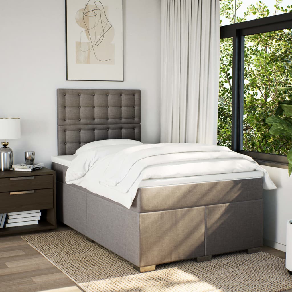 Boxspring met matras stof taupe 120x200 cm is nu te koop bij PeponiXL, paradijselijk wonen!