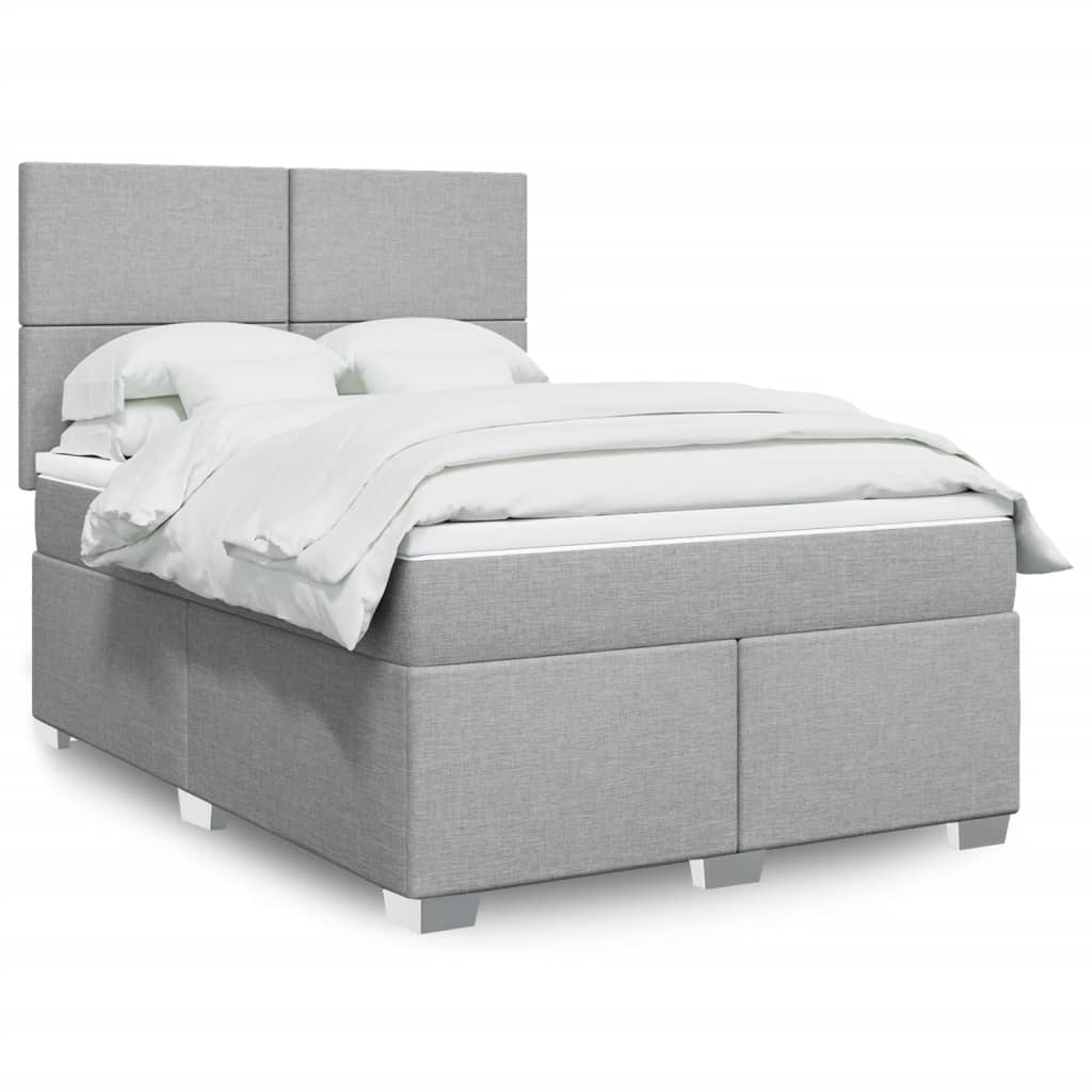Boxspring met matras stof lichtgrijs 140x190 cm is nu te koop bij PeponiXL, paradijselijk wonen!