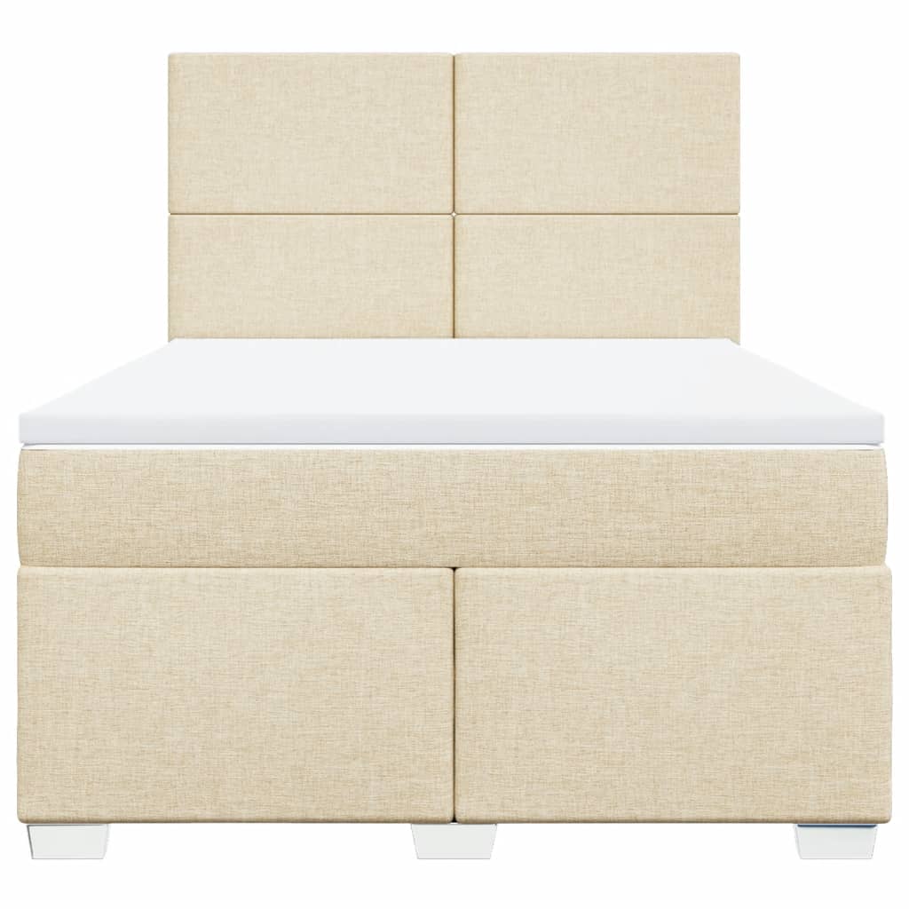 Boxspring met matras stof crèmekleurig 140x190 cm is nu te koop bij PeponiXL, paradijselijk wonen!