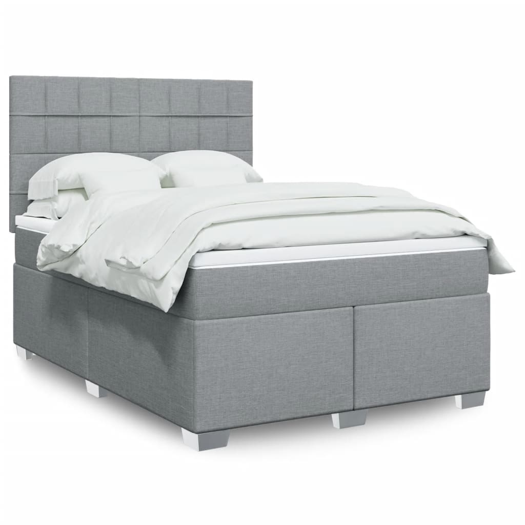 Boxspring met matras stof lichtgrijs 140x190 cm is nu te koop bij PeponiXL, paradijselijk wonen!