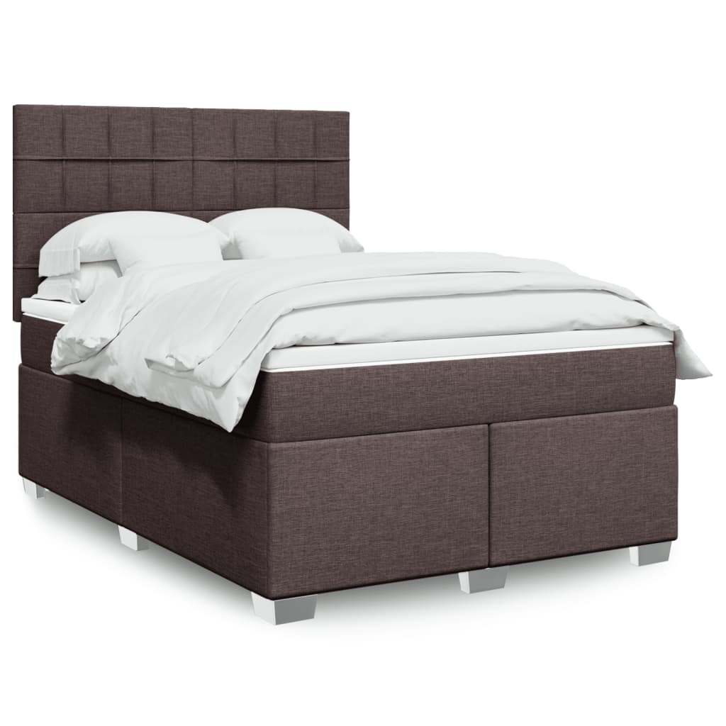 Boxspring met matras stof donkerbruin 140x190 cm is nu te koop bij PeponiXL, paradijselijk wonen!