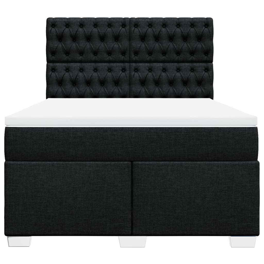 Boxspring met matras stof zwart 140x190 cm is nu te koop bij PeponiXL, paradijselijk wonen!