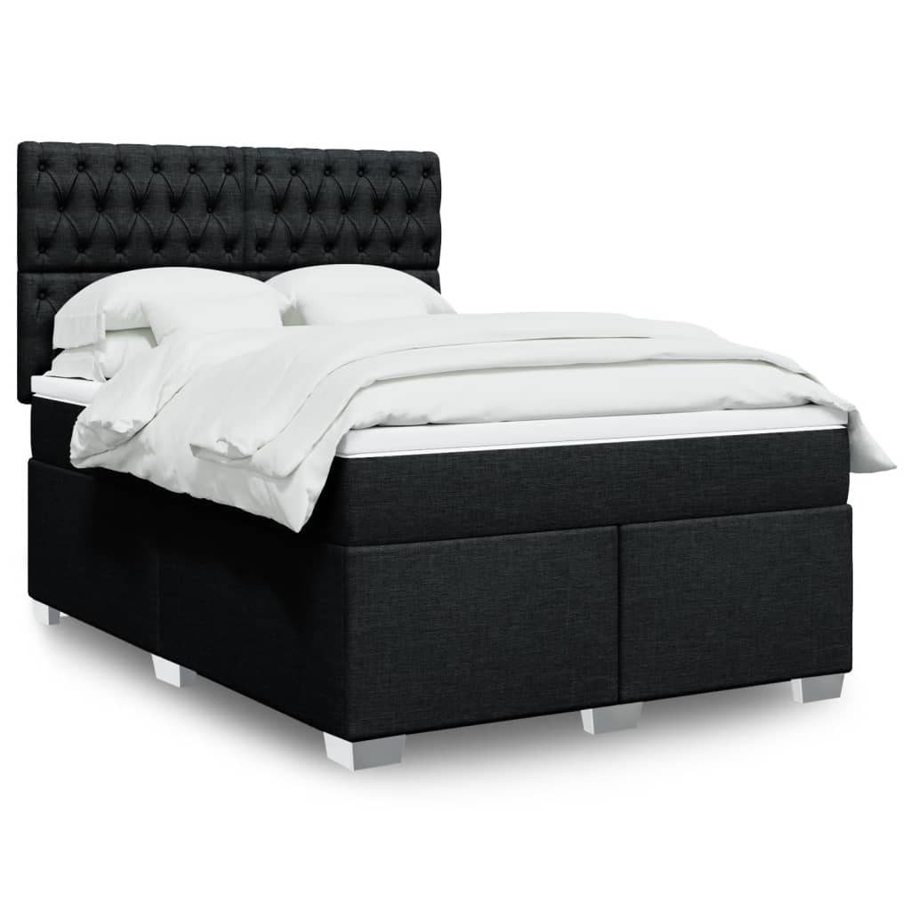 Boxspring met matras stof zwart 140x190 cm is nu te koop bij PeponiXL, paradijselijk wonen!