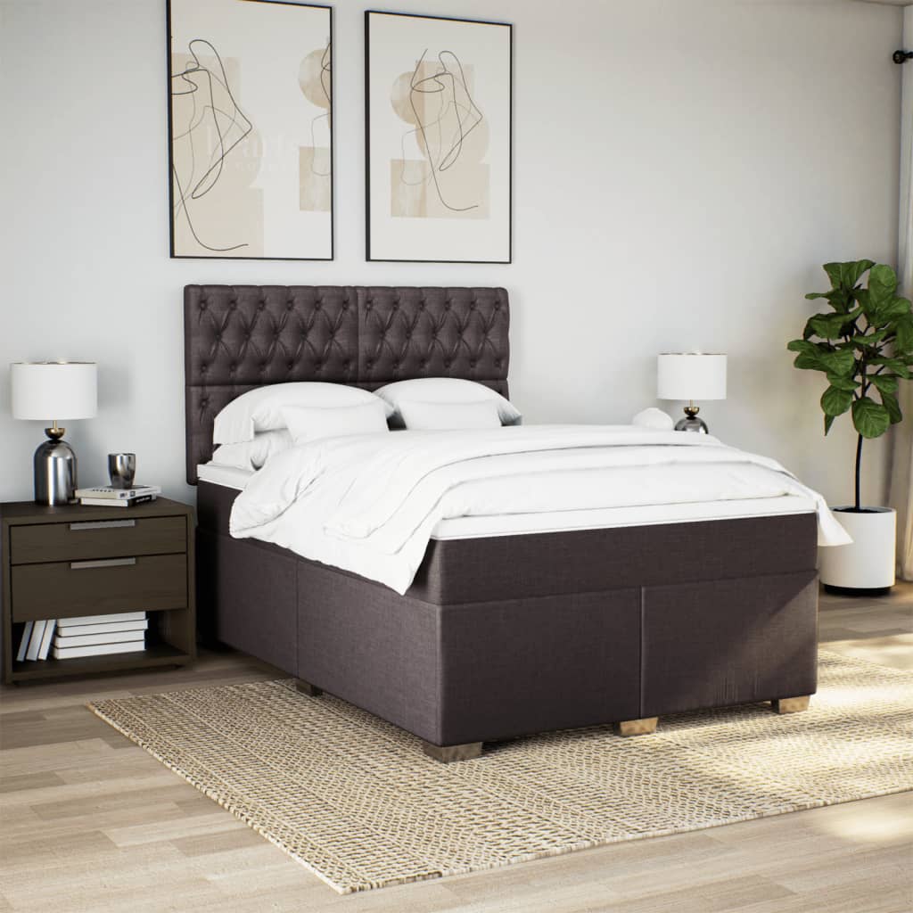 Boxspring met matras stof donkerbruin 140x190 cm is nu te koop bij PeponiXL, paradijselijk wonen!