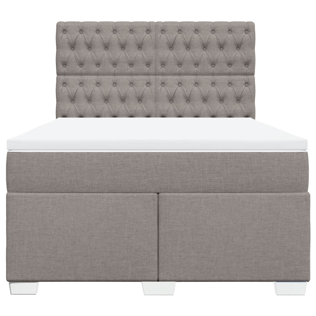 Boxspring met matras stof taupe 140x190 cm is nu te koop bij PeponiXL, paradijselijk wonen!