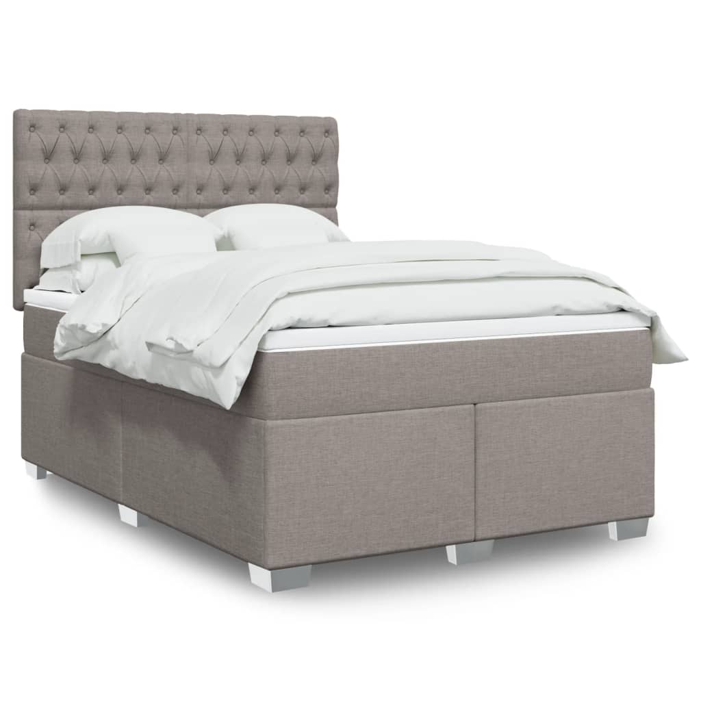 Boxspring met matras stof taupe 140x190 cm is nu te koop bij PeponiXL, paradijselijk wonen!
