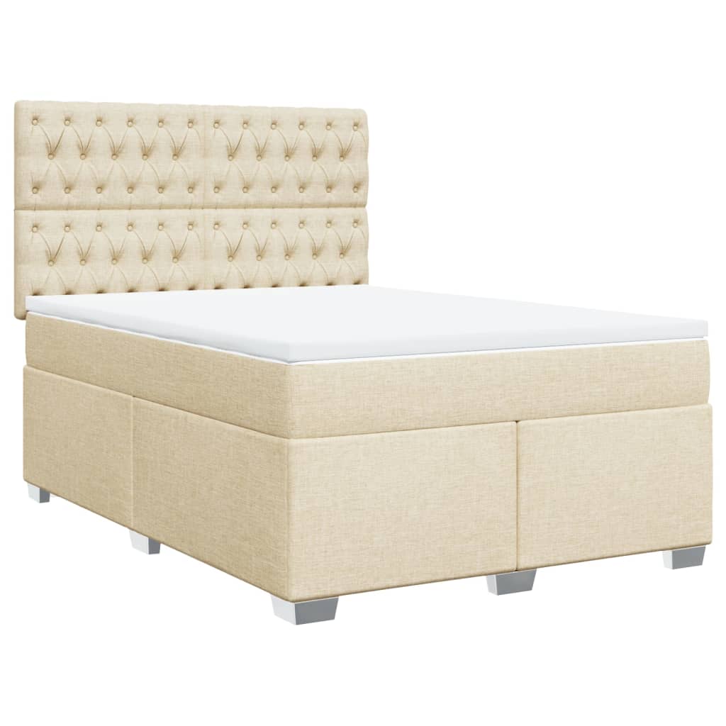 Boxspring met matras stof crèmekleurig 140x190 cm is nu te koop bij PeponiXL, paradijselijk wonen!