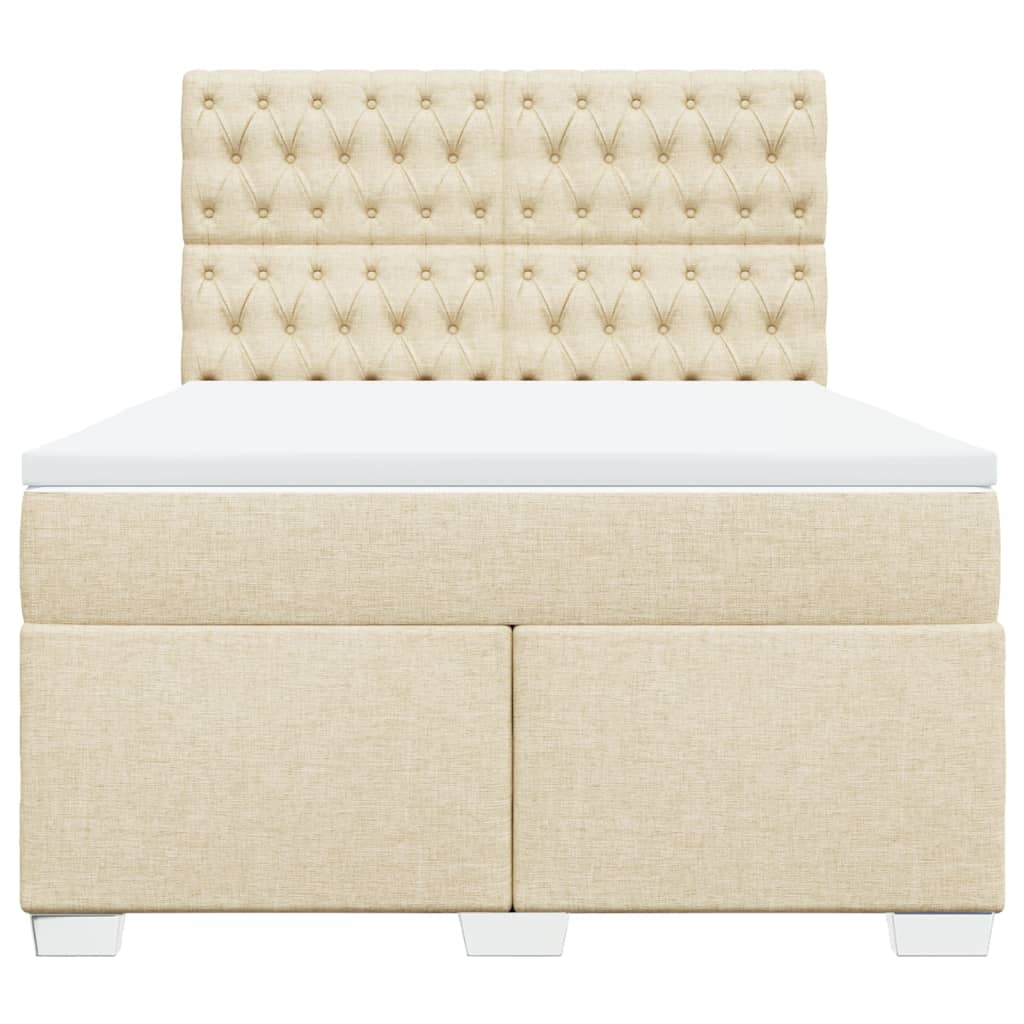 Boxspring met matras stof crèmekleurig 140x190 cm is nu te koop bij PeponiXL, paradijselijk wonen!