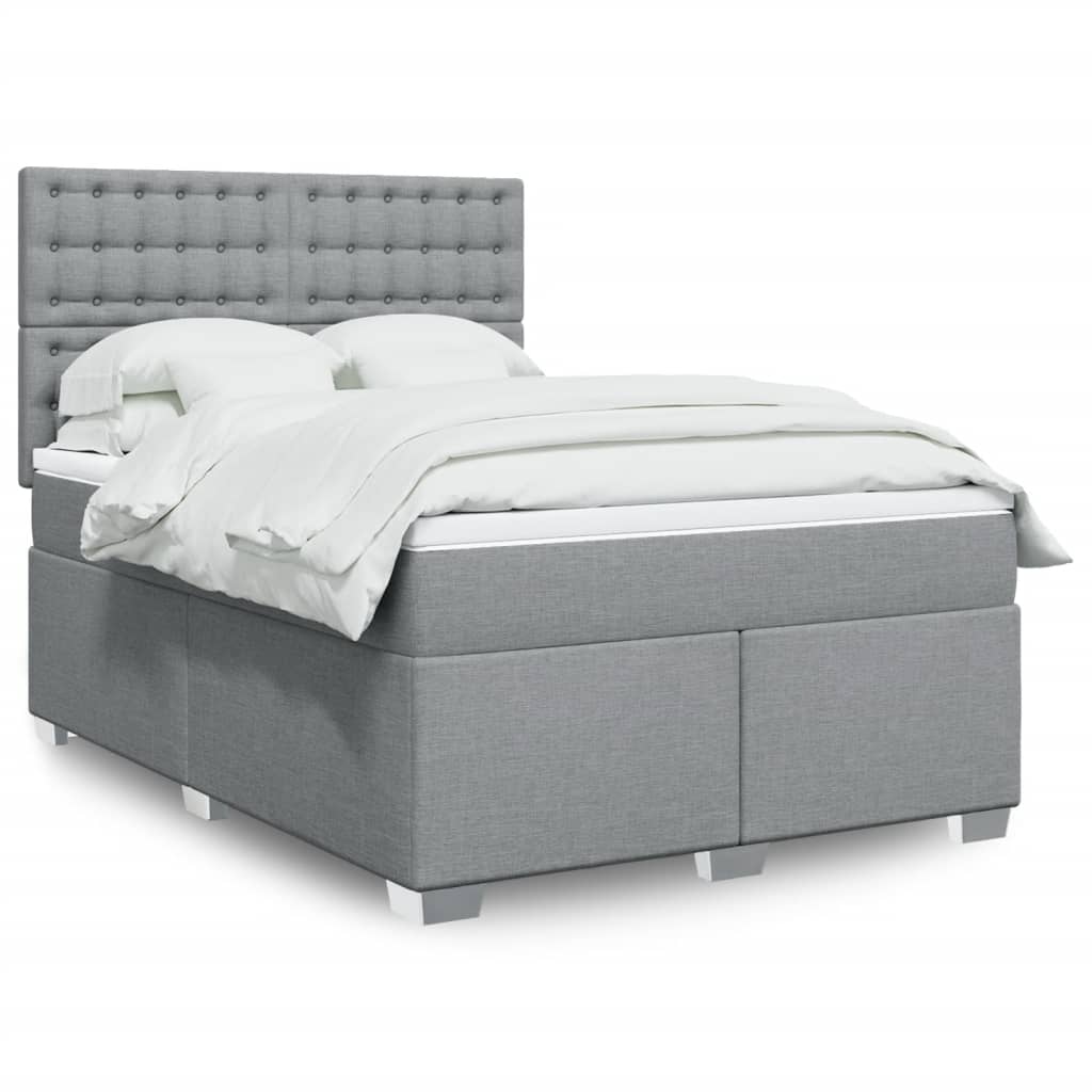 Boxspring met matras stof lichtgrijs 140x190 cm is nu te koop bij PeponiXL, paradijselijk wonen!