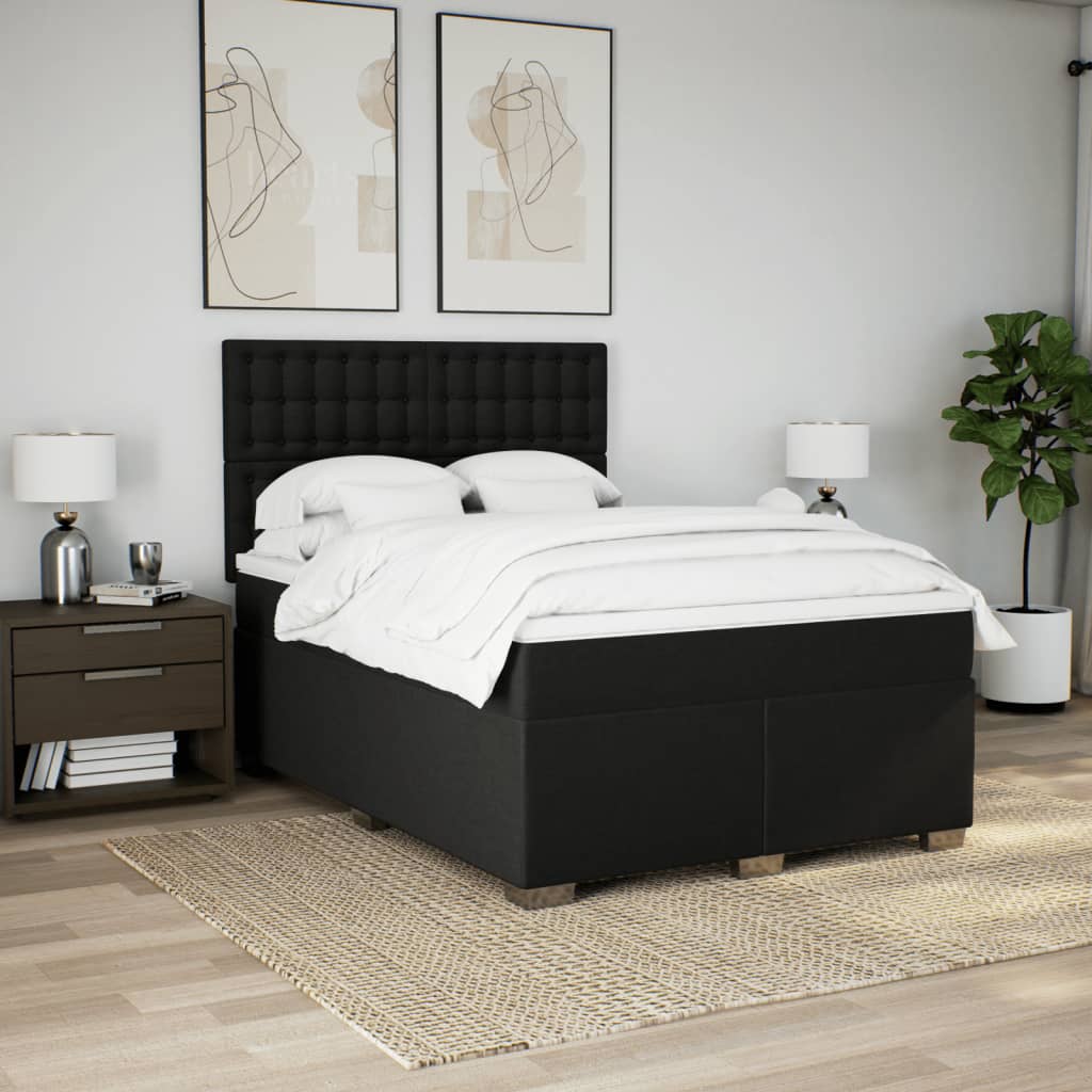 Boxspring met matras stof zwart 140x190 cm is nu te koop bij PeponiXL, paradijselijk wonen!