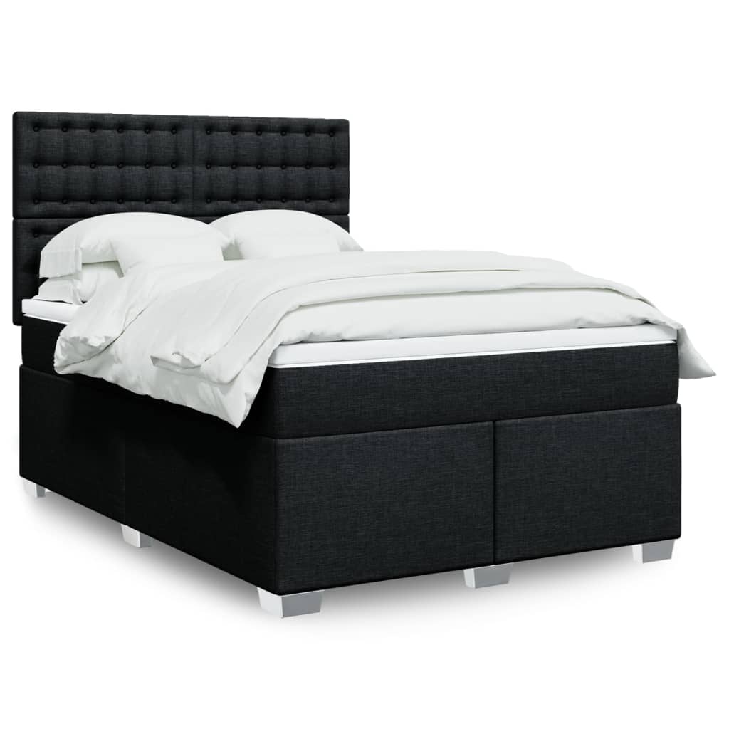 Boxspring met matras stof zwart 140x190 cm is nu te koop bij PeponiXL, paradijselijk wonen!