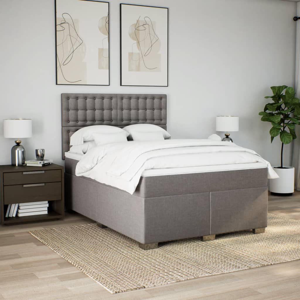 Boxspring met matras stof taupe 140x190 cm is nu te koop bij PeponiXL, paradijselijk wonen!