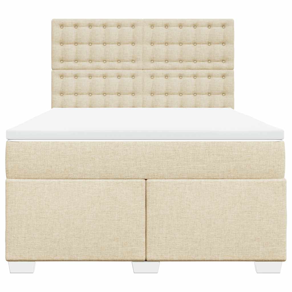 Boxspring met matras stof crèmekleurig 140x190 cm is nu te koop bij PeponiXL, paradijselijk wonen!