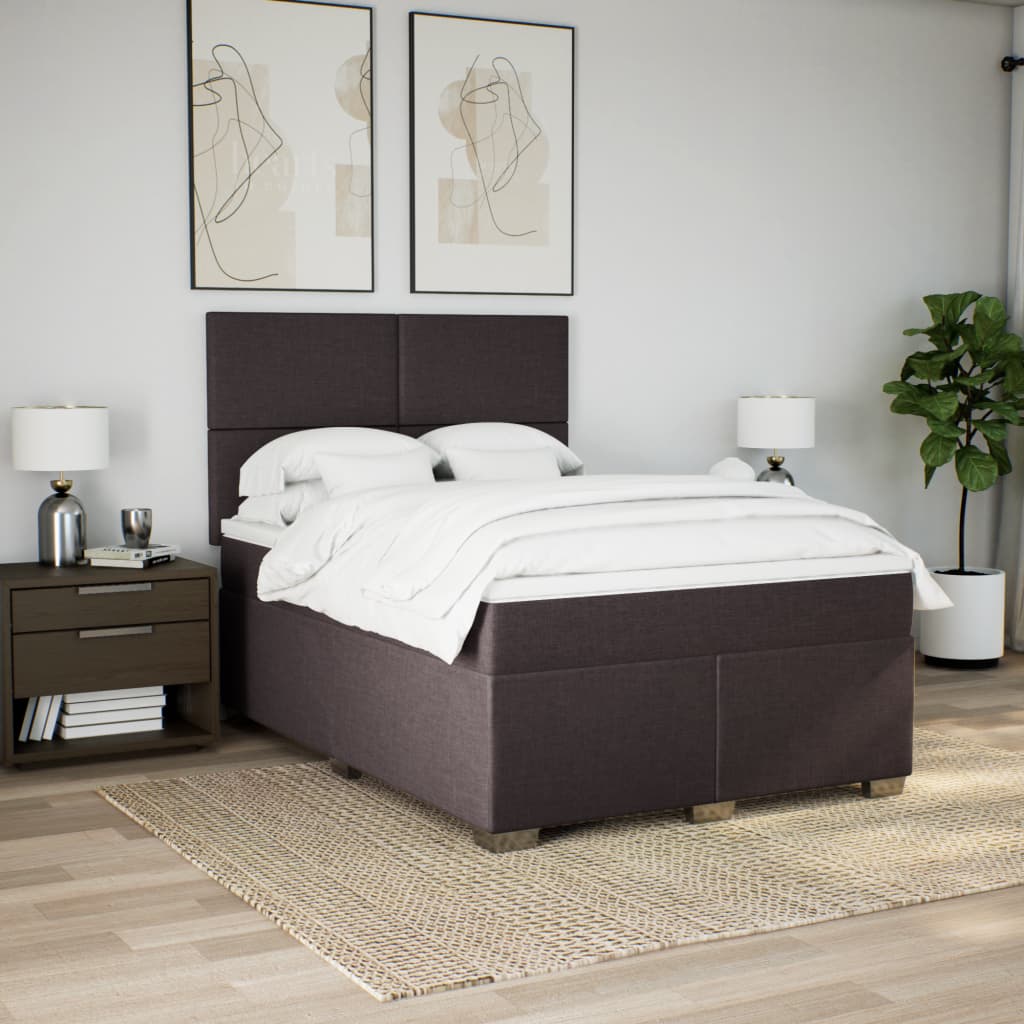 Boxspring met matras stof donkerbruin 140x200 cm is nu te koop bij PeponiXL, paradijselijk wonen!