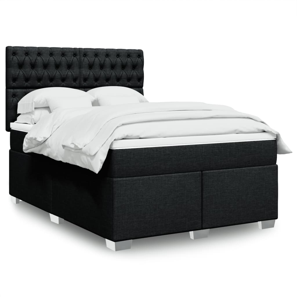 Boxspring met matras stof zwart 140x200 cm is nu te koop bij PeponiXL, paradijselijk wonen!
