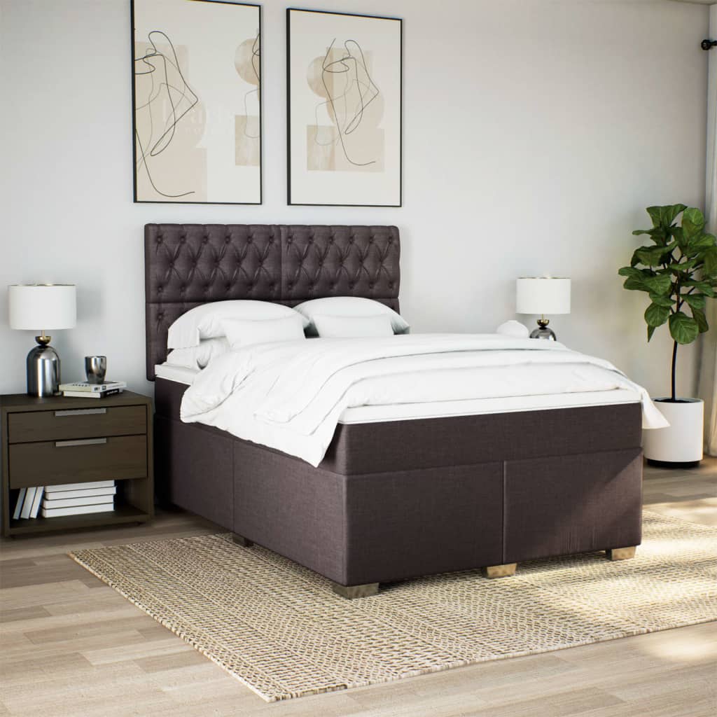 Boxspring met matras stof donkerbruin 140x200 cm is nu te koop bij PeponiXL, paradijselijk wonen!