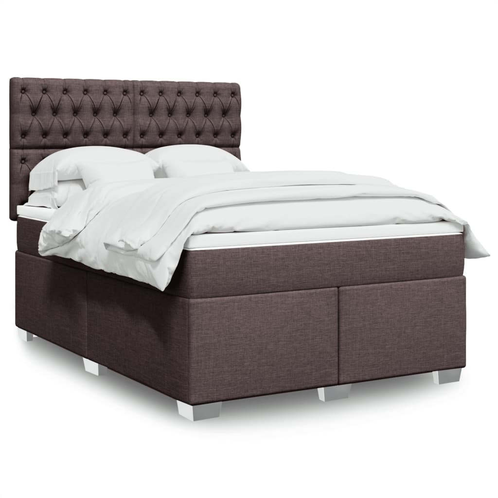 Boxspring met matras stof donkerbruin 140x200 cm is nu te koop bij PeponiXL, paradijselijk wonen!