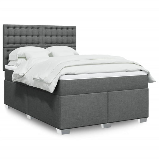 Boxspring met matras stof donkergrijs 140x200 cm is nu te koop bij PeponiXL, paradijselijk wonen!