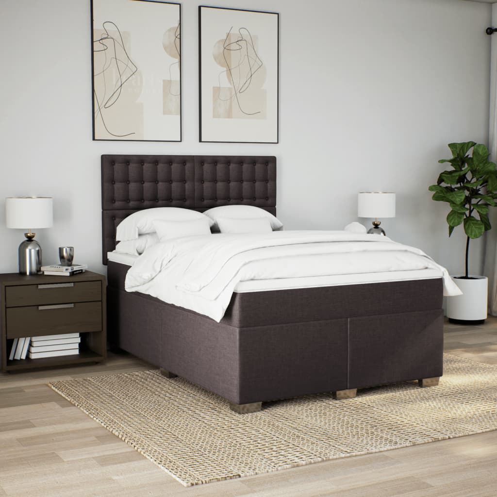 Boxspring met matras stof donkerbruin 140x200 cm is nu te koop bij PeponiXL, paradijselijk wonen!