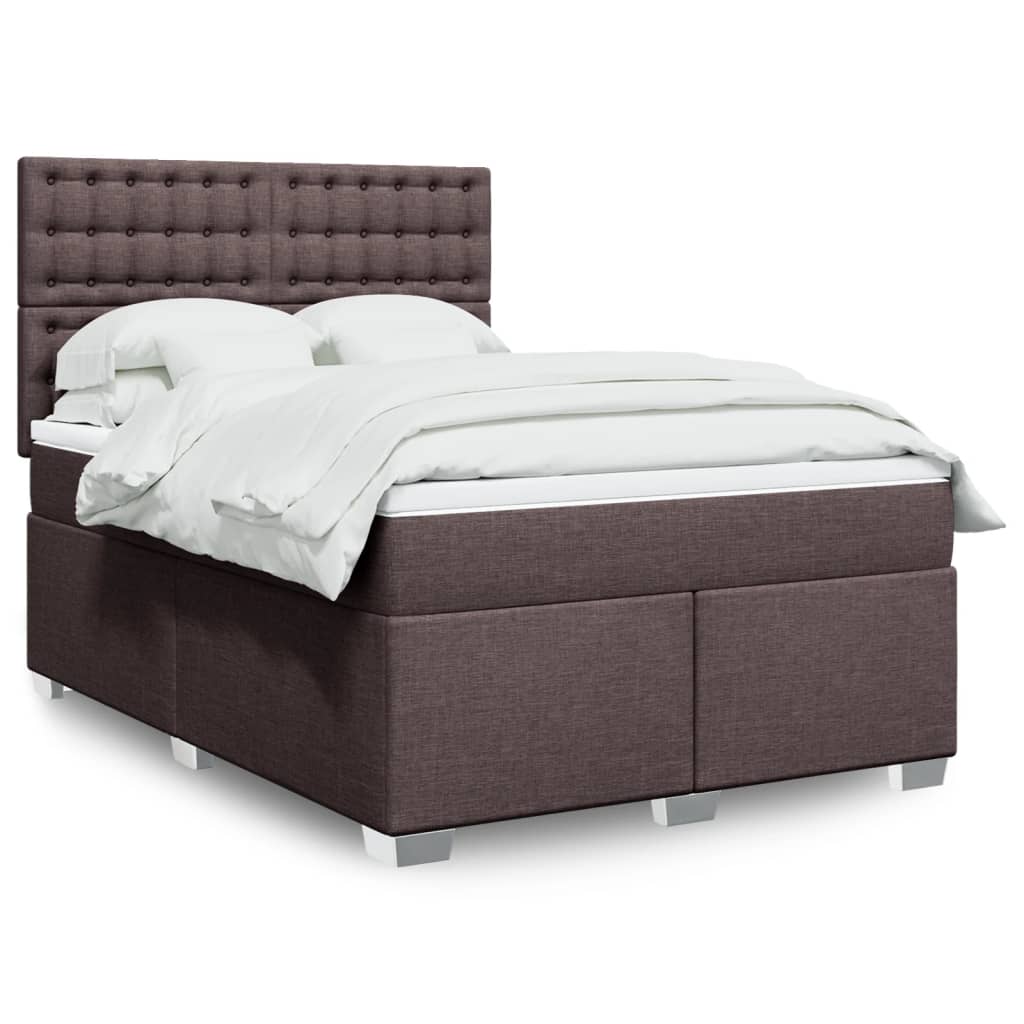 Boxspring met matras stof donkerbruin 140x200 cm is nu te koop bij PeponiXL, paradijselijk wonen!