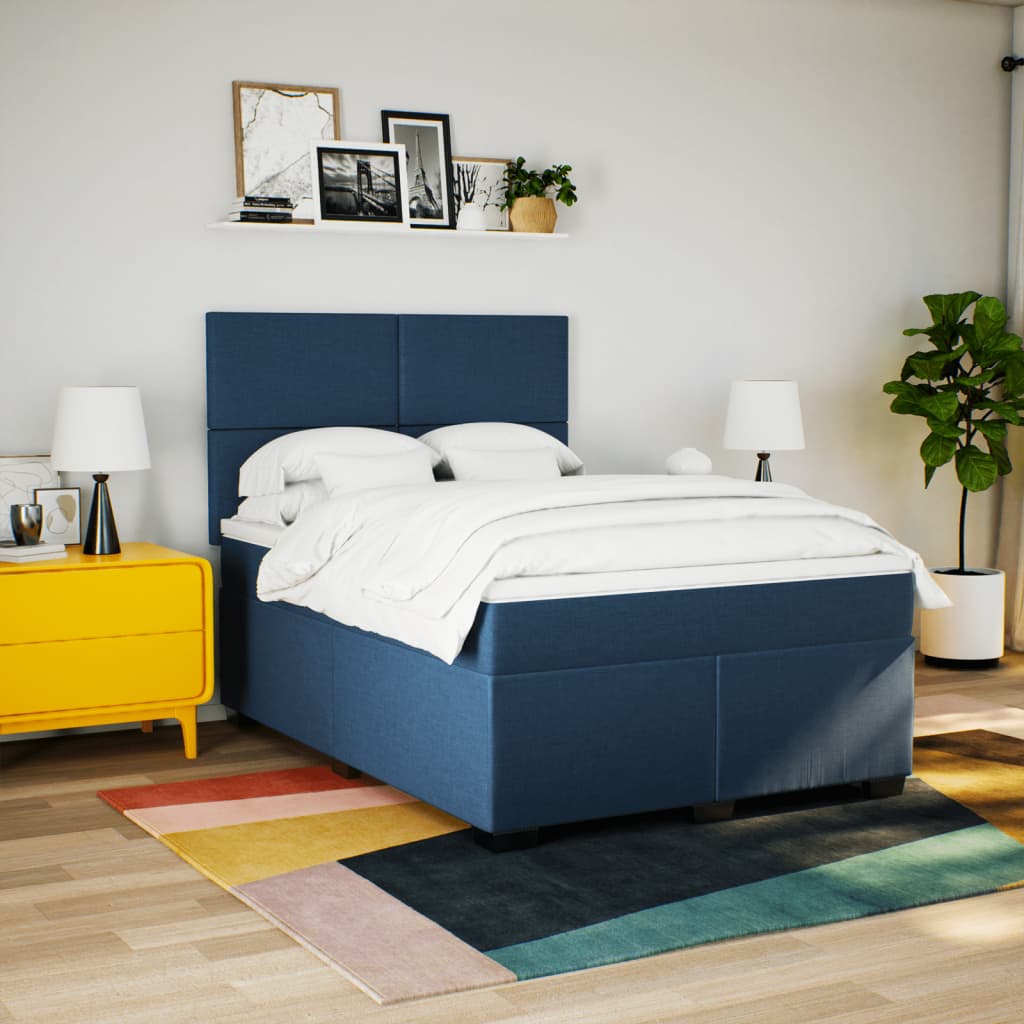 Boxspring met matras stof blauw 160x200 cm is nu te koop bij PeponiXL, paradijselijk wonen!