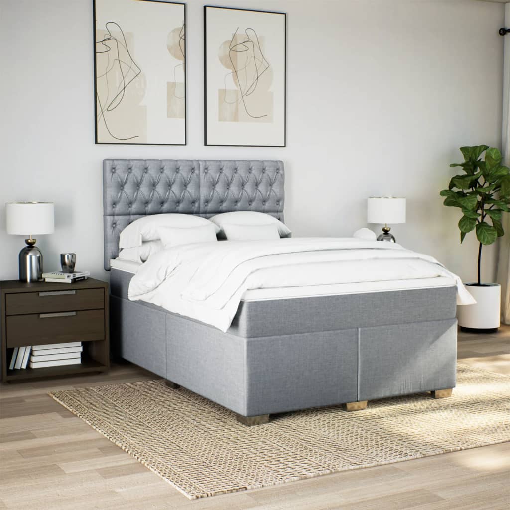 Boxspring met matras stof lichtgrijs 160x200 cm is nu te koop bij PeponiXL, paradijselijk wonen!