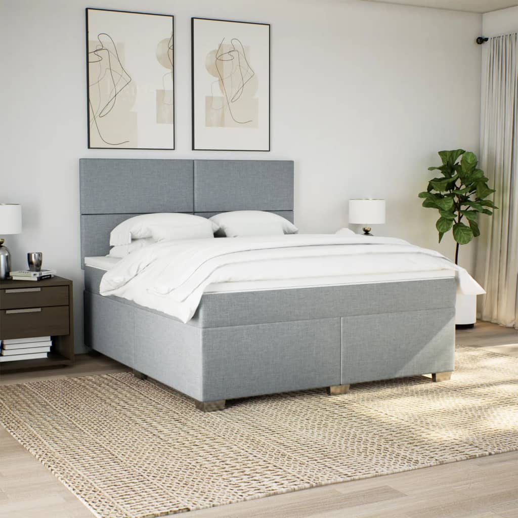 Boxspring met matras stof lichtgrijs 180x200 cm is nu te koop bij PeponiXL, paradijselijk wonen!