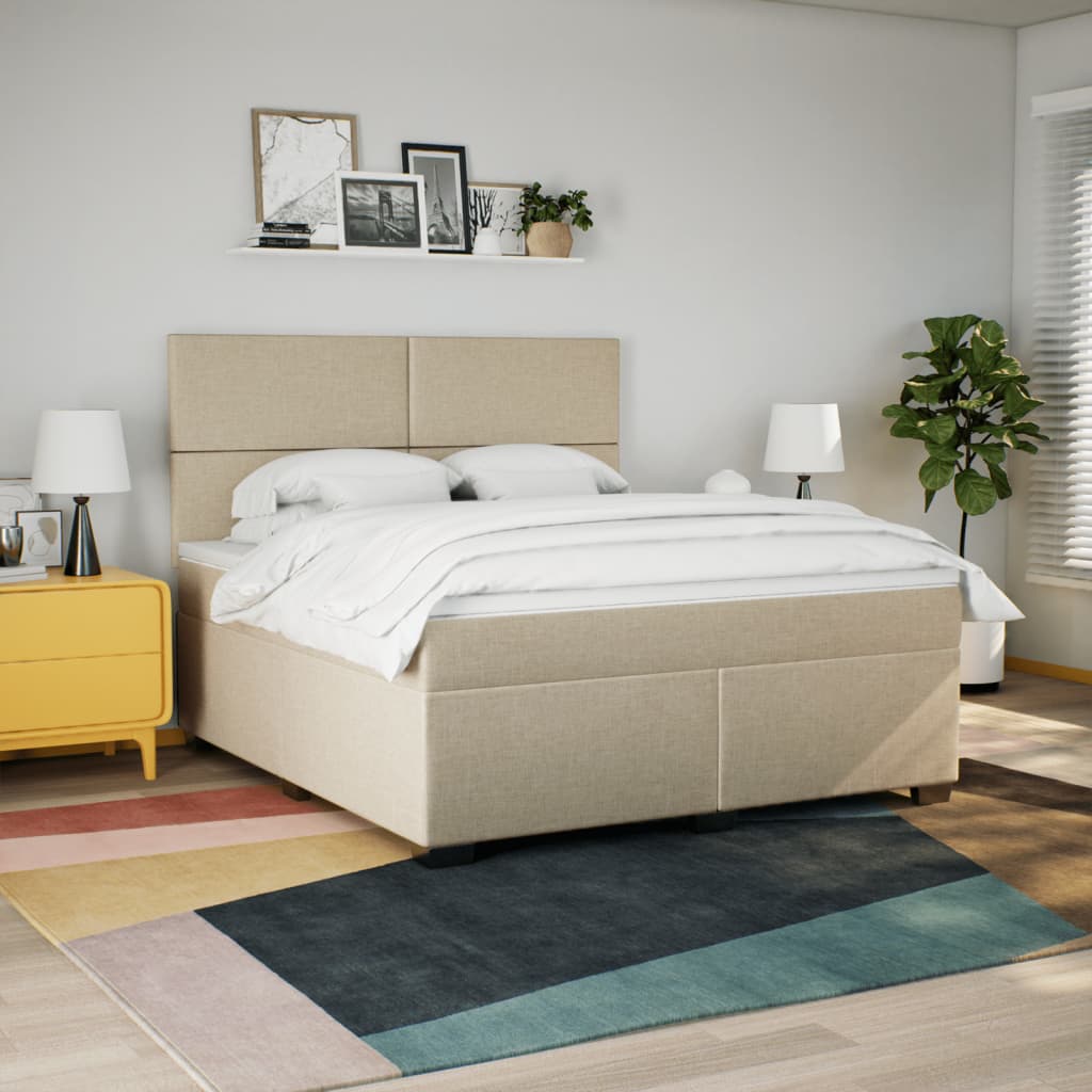 Boxspring met matras stof crèmekleurig 180x200 cm is nu te koop bij PeponiXL, paradijselijk wonen!