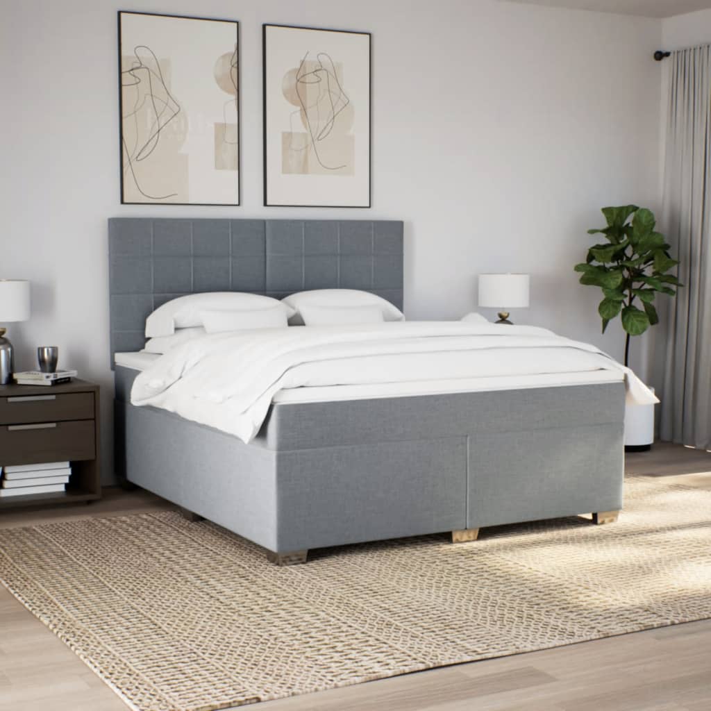Boxspring met matras stof lichtgrijs 180x200 cm is nu te koop bij PeponiXL, paradijselijk wonen!