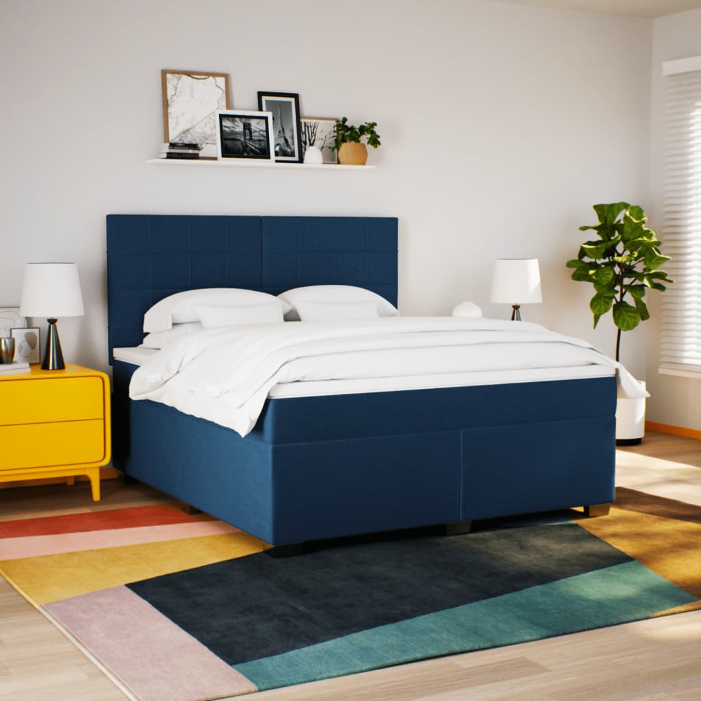 Boxspring met matras stof blauw 180x200 cm is nu te koop bij PeponiXL, paradijselijk wonen!
