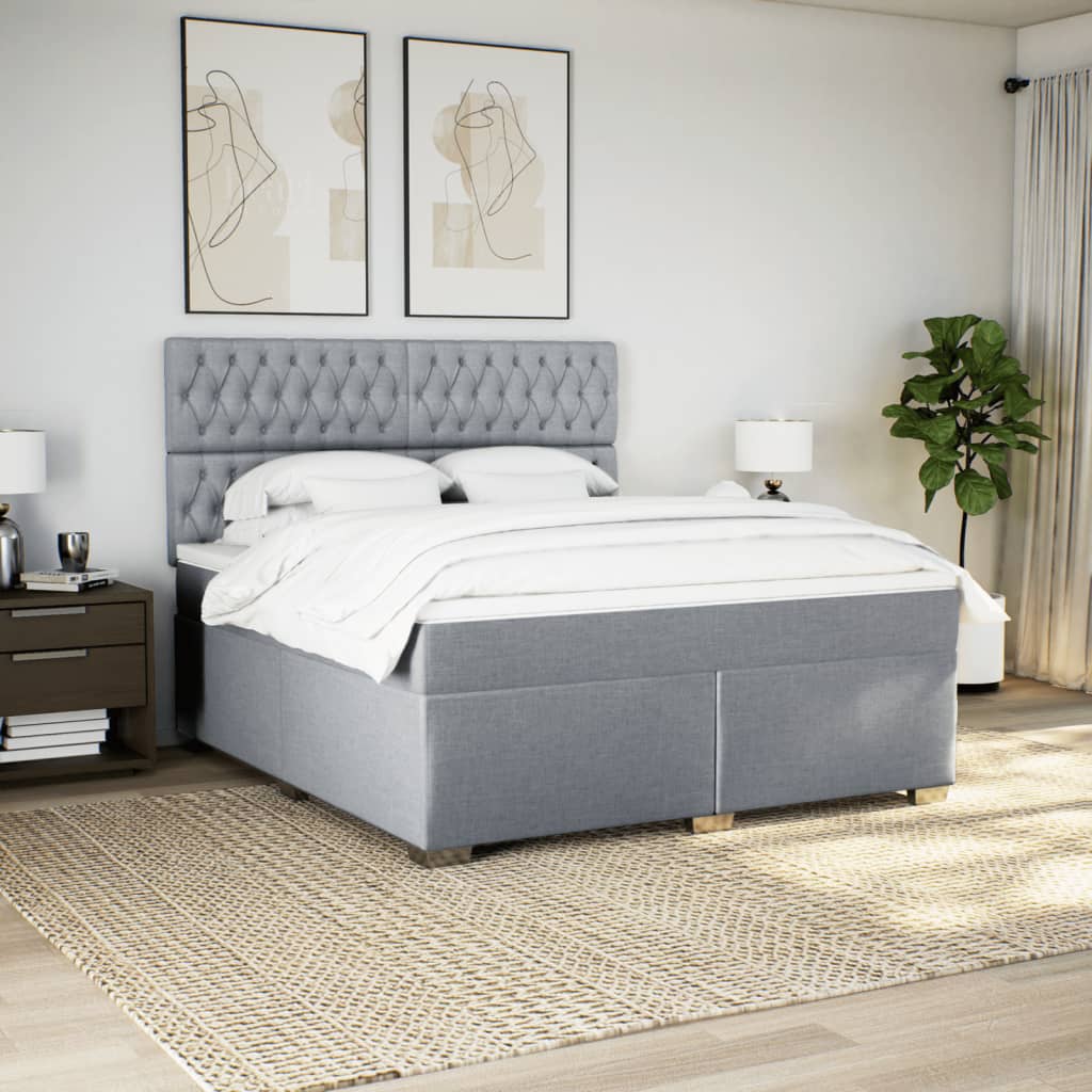 Boxspring met matras stof lichtgrijs 180x200 cm is nu te koop bij PeponiXL, paradijselijk wonen!