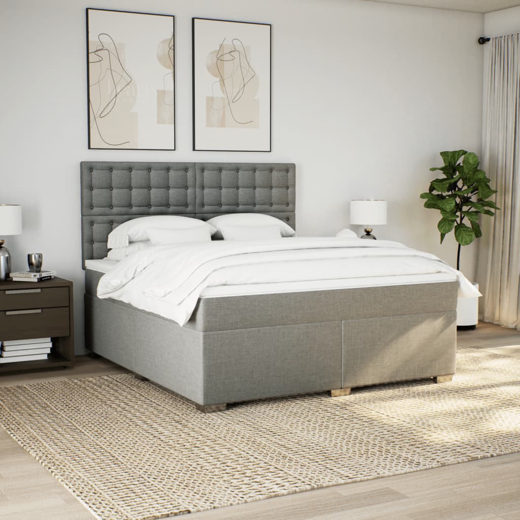 Boxspring met matras stof lichtgrijs 180x200 cm is nu te koop bij PeponiXL, paradijselijk wonen!