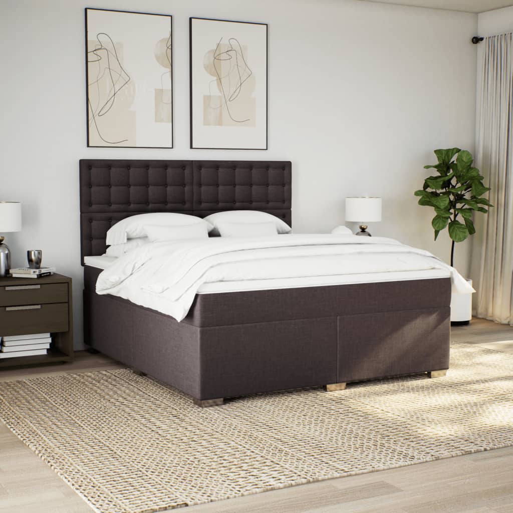 Boxspring met matras stof donkerbruin 180x200 cm is nu te koop bij PeponiXL, paradijselijk wonen!