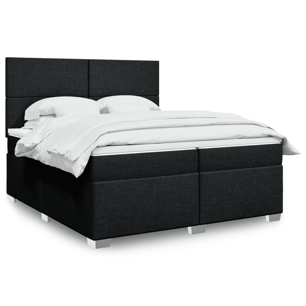 Boxspring met matras stof zwart 200x200 cm is nu te koop bij PeponiXL, paradijselijk wonen!