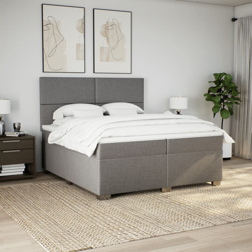 Boxspring met matras stof taupe 200x200 cm is nu te koop bij PeponiXL, paradijselijk wonen!