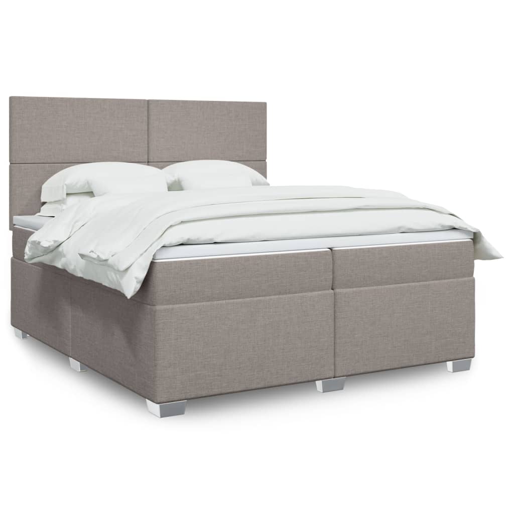 Boxspring met matras stof taupe 200x200 cm is nu te koop bij PeponiXL, paradijselijk wonen!