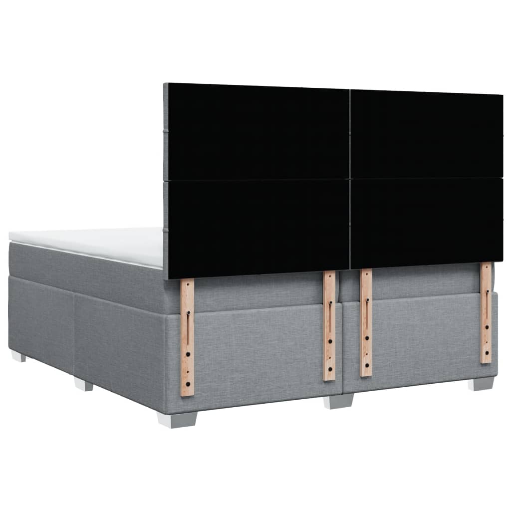 Boxspring met matras stof lichtgrijs 200x200 cm is nu te koop bij PeponiXL, paradijselijk wonen!