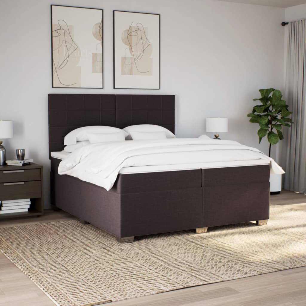 Boxspring met matras stof donkerbruin 200x200 cm is nu te koop bij PeponiXL, paradijselijk wonen!