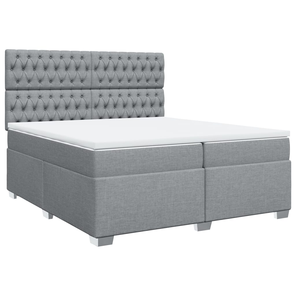 Boxspring met matras stof lichtgrijs 200x200 cm is nu te koop bij PeponiXL, paradijselijk wonen!