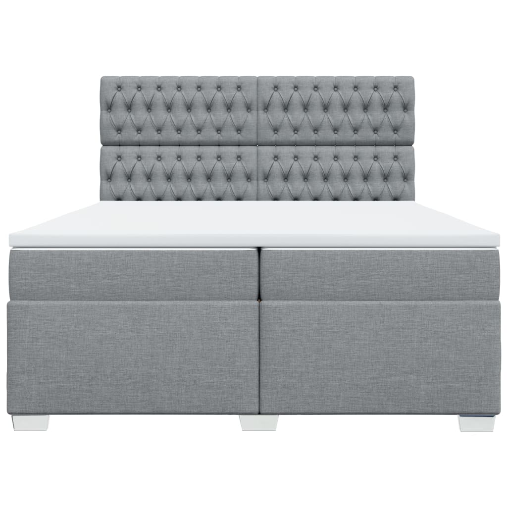 Boxspring met matras stof lichtgrijs 200x200 cm is nu te koop bij PeponiXL, paradijselijk wonen!