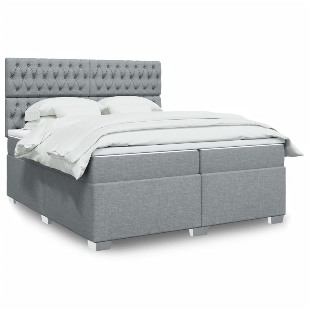 Boxspring met matras stof lichtgrijs 200x200 cm is nu te koop bij PeponiXL, paradijselijk wonen!
