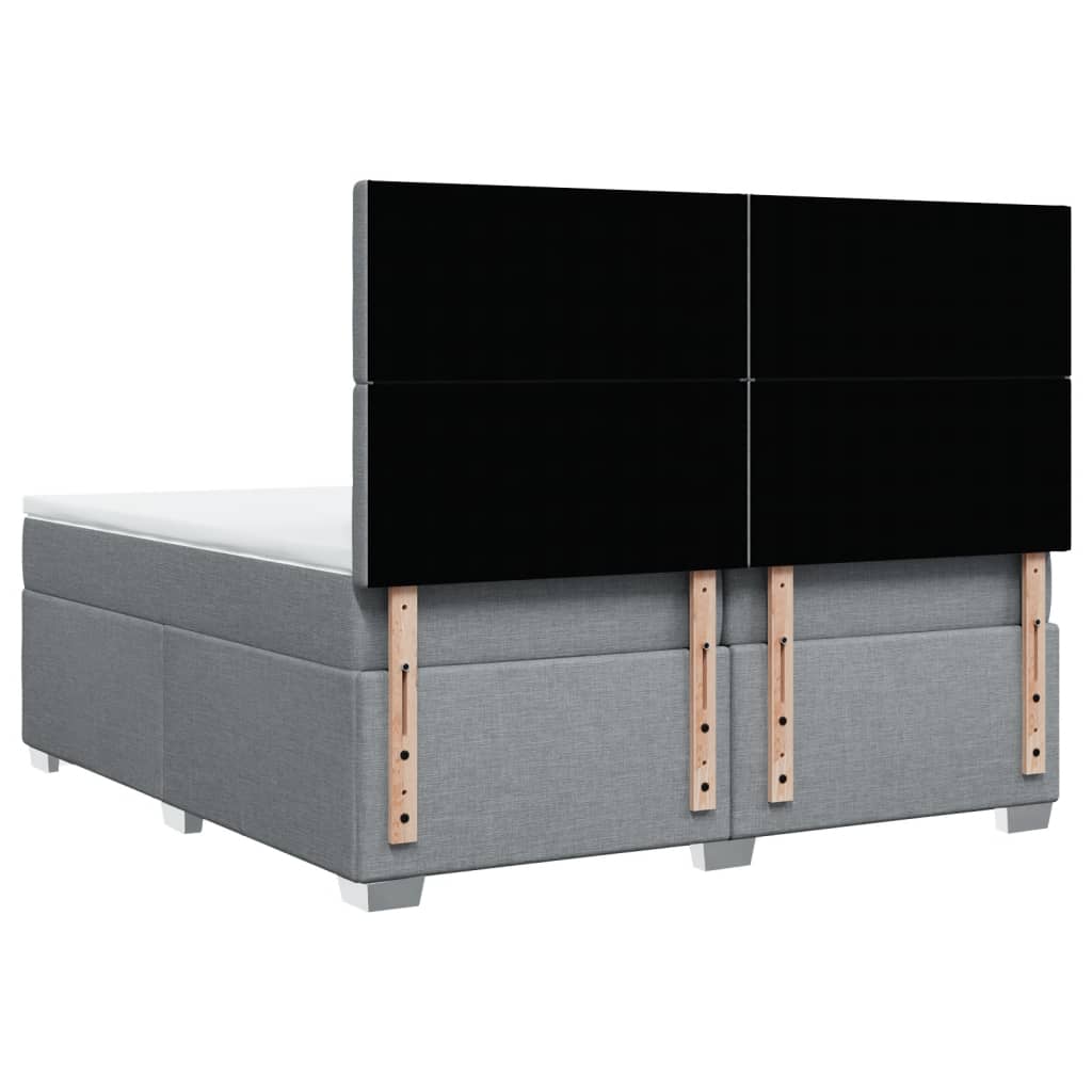 Boxspring met matras stof lichtgrijs 200x200 cm is nu te koop bij PeponiXL, paradijselijk wonen!