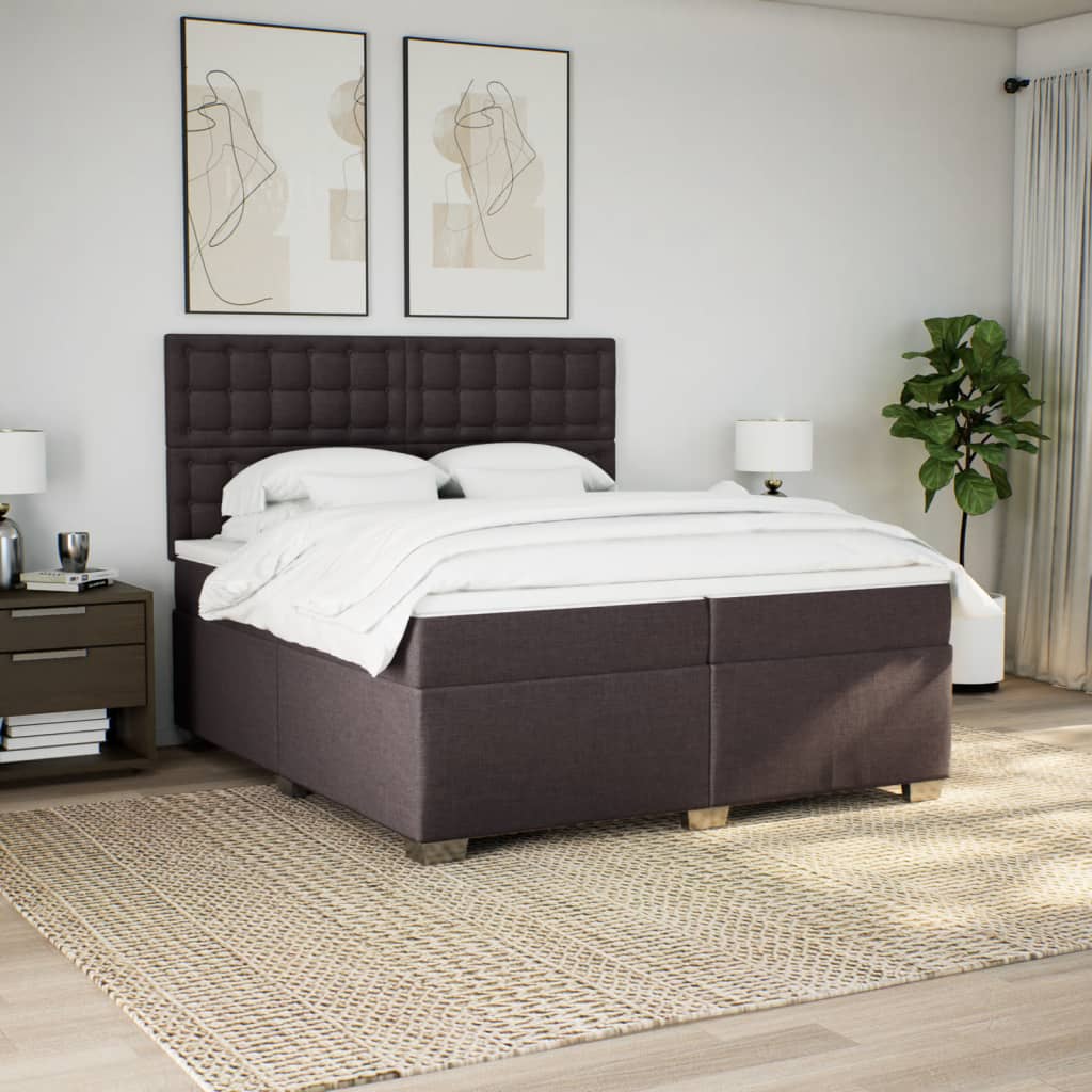 Boxspring met matras stof donkerbruin 200x200 cm is nu te koop bij PeponiXL, paradijselijk wonen!
