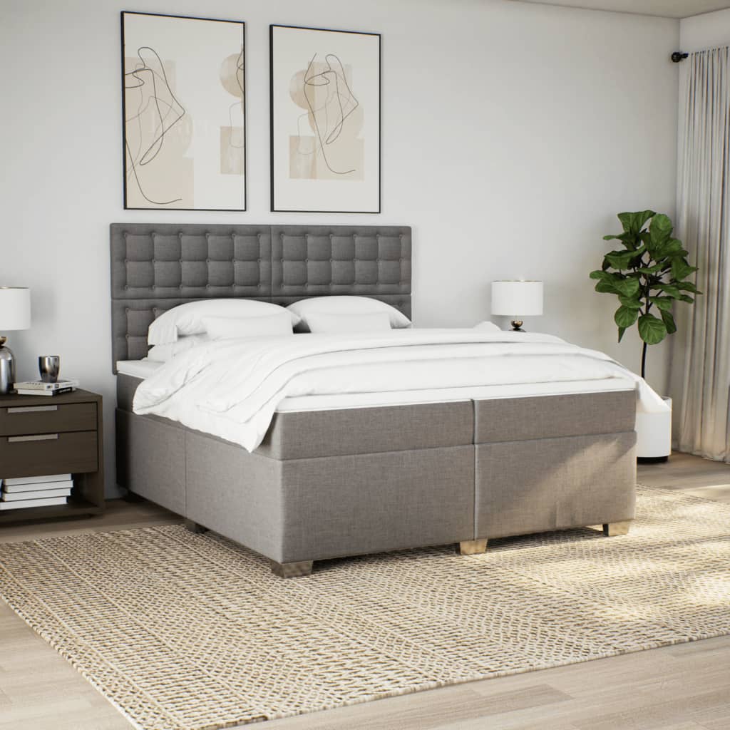 Boxspring met matras stof taupe 200x200 cm is nu te koop bij PeponiXL, paradijselijk wonen!