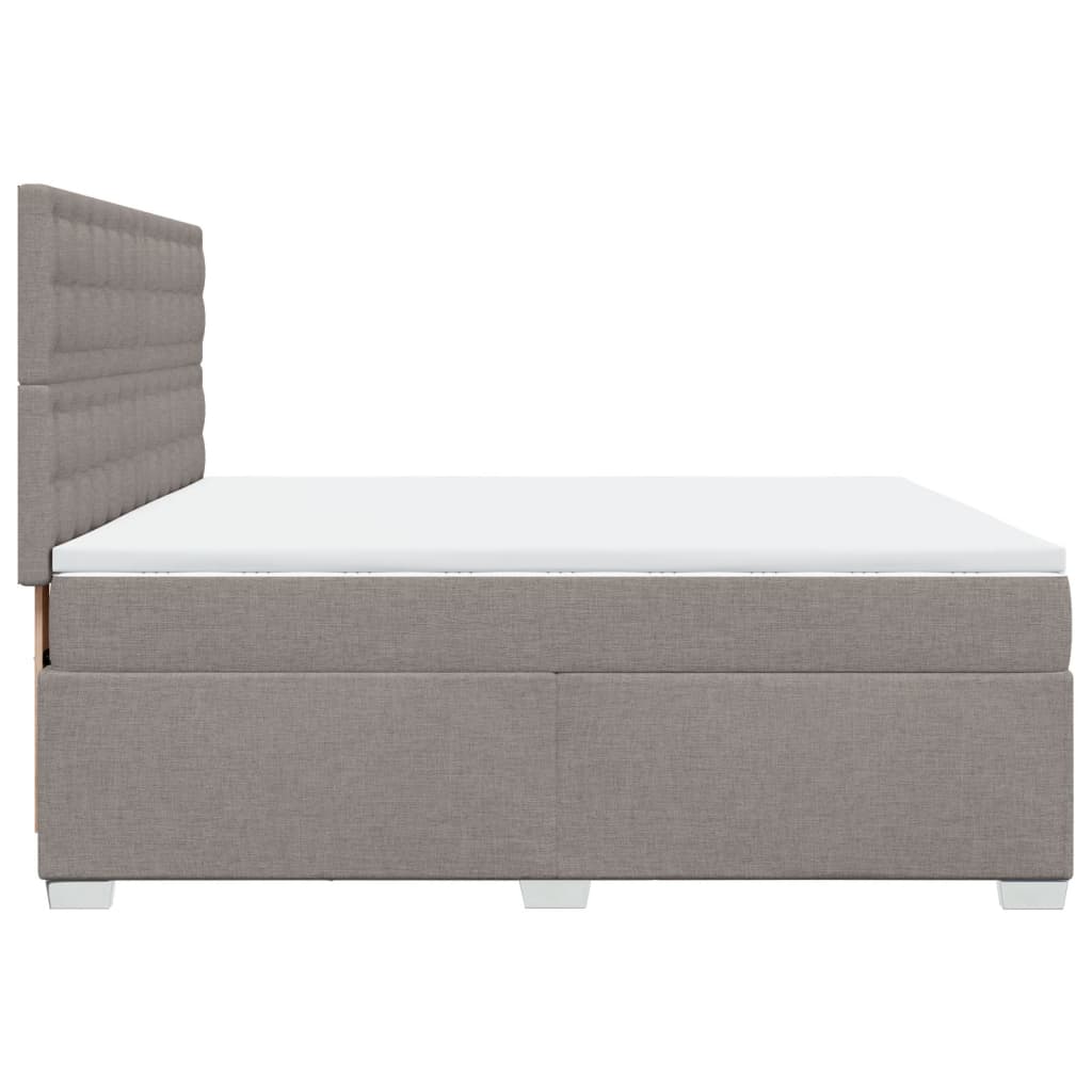 Boxspring met matras stof taupe 200x200 cm is nu te koop bij PeponiXL, paradijselijk wonen!