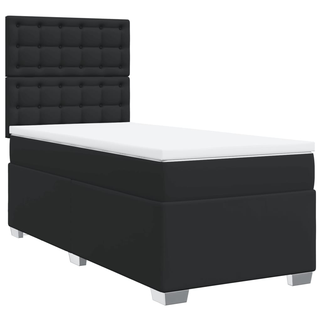 Boxspring met matras kunstleer zwart 80x200 cm is nu te koop bij PeponiXL, paradijselijk wonen!
